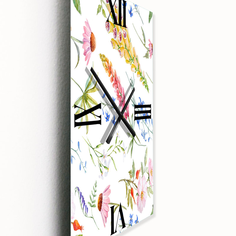 Horloge murale Vibrant Summer Wildflowers I, Grand