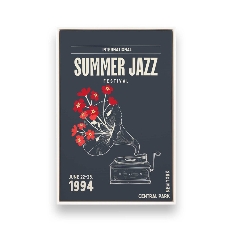 «Summer Gazz Fest», affiche sur toile encadrée, H 12,75 po x l 8,75 po, Blanc opaque
