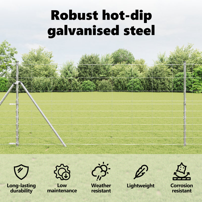 Field Fence Galvanised Steel, 120cm H x 5000cm W