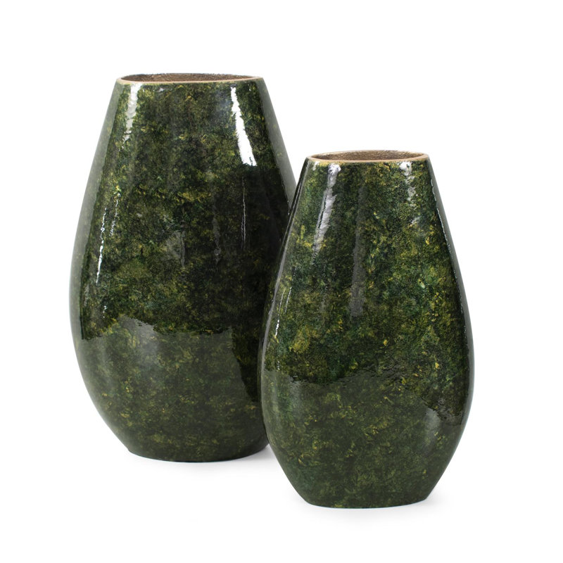 Renaldi Emerald Gold Torpedo Vase- Medium, 11" H x 7" W x 3" D