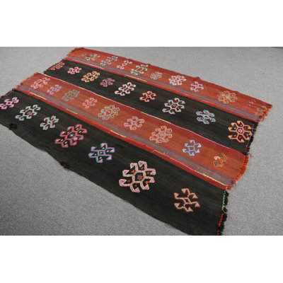 Traditional Turkish Kilim Rug with Vibrant Geometric Pattern for Dynamic Home Decor