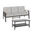 Ensemble de meubles de patio en métal 4 pièces, canapé de conversation toutes saisons à 5 places avec coussins gris épais de 4 pouces, structure noire, table basse pour jardin dans la cour arrière