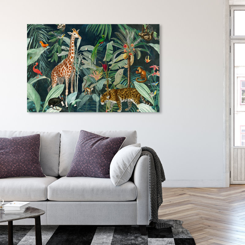 Jungle Reves - Impression sur toile, Toile tendue, H 10 po x l 15 po, Sans cadre