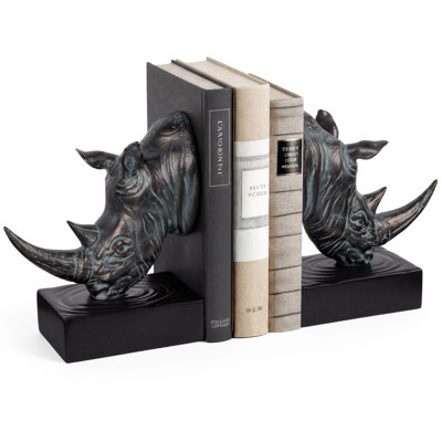 Rhinoceros Head Decorative Bookends