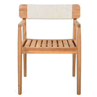 Mobilier de patio extérieur 4 pièces: chaises de salle à manger en bois tressé avec look et corde blanche. Climatisé, compact pour une utilisation près de la piscine