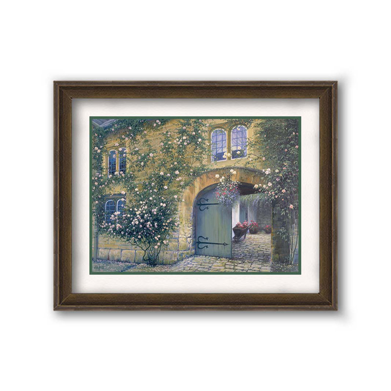 Cobblestone Courtyard par Charles, Cadre unique en plastique brun, H 27 po x l 33 po, Oui