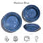 Madison 18 Piece Dinnerware set, 6 Dinner Plates, 6 Salad Plates, 6 Bowls, Microwave Safe, Dishwasher Safe, Durable - Blue & White Color-142939921
