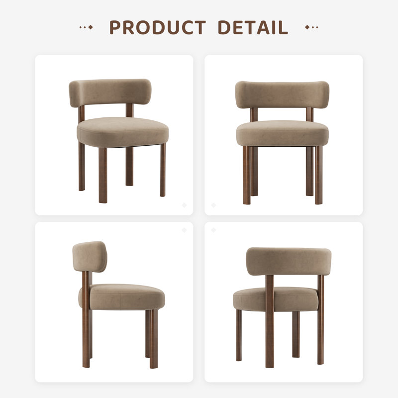 48.5cm H Upholstered Upholstered Back Side Chair, Velvet Khaki