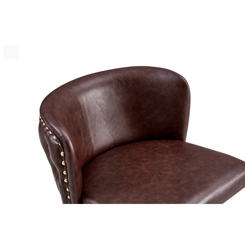 Chaise d'appoint touffetée large 18,29 po Piercesare, Similicuir brun foncé
