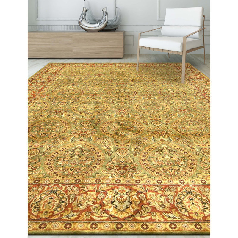 Tapis vert noué à la main de haute qualité