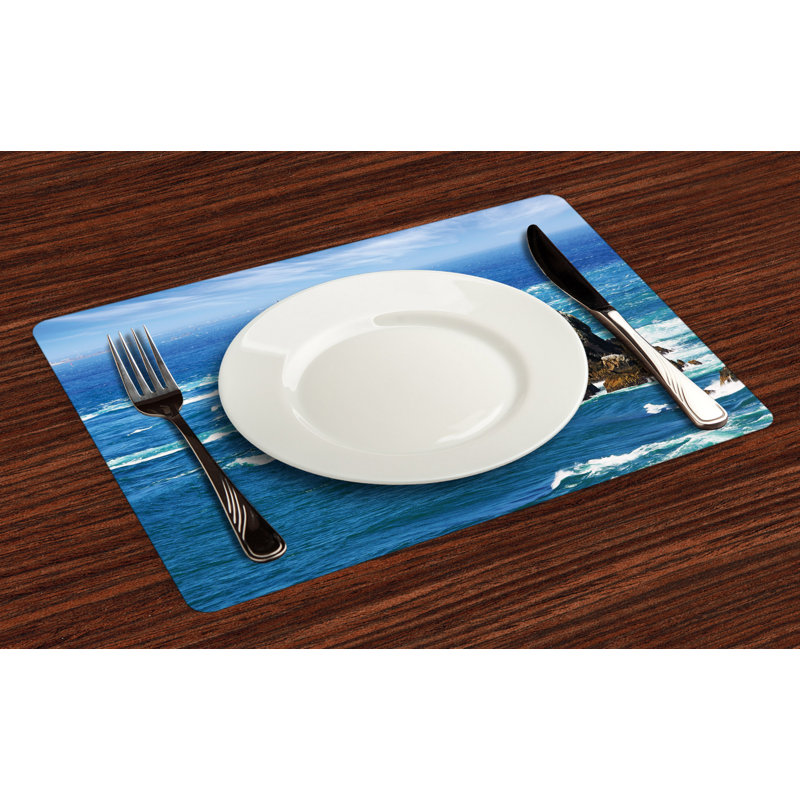 Ignacio Lighthouse Daytime Wavy Rocky Sea Placemat