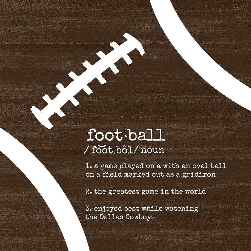 Football 4, art textuel sur toile tendue, H 12 po x l 12 po
