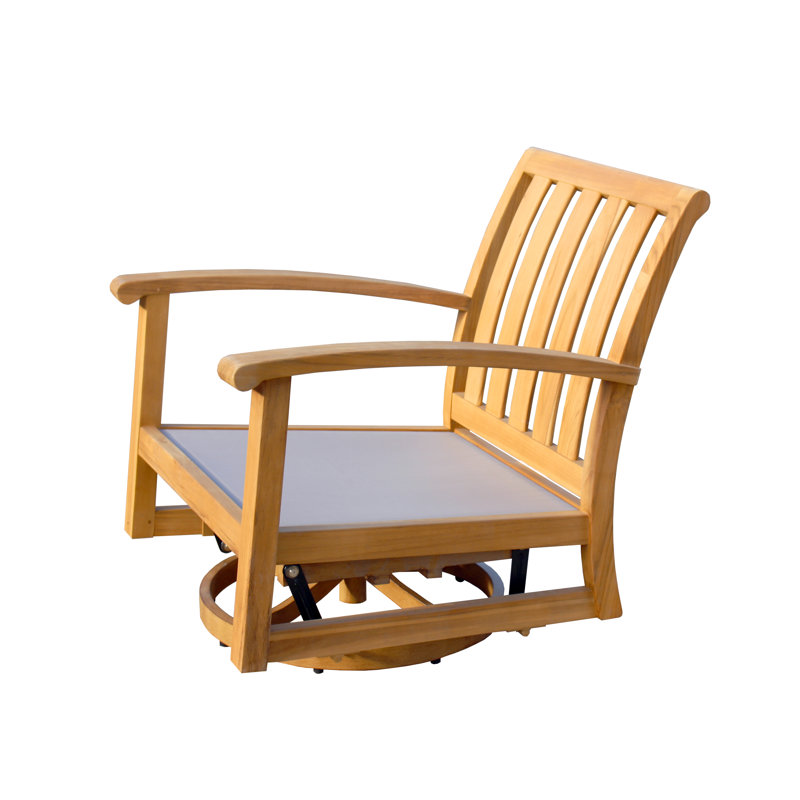 Chaise de patio pivotante avec coussins teck Chancy