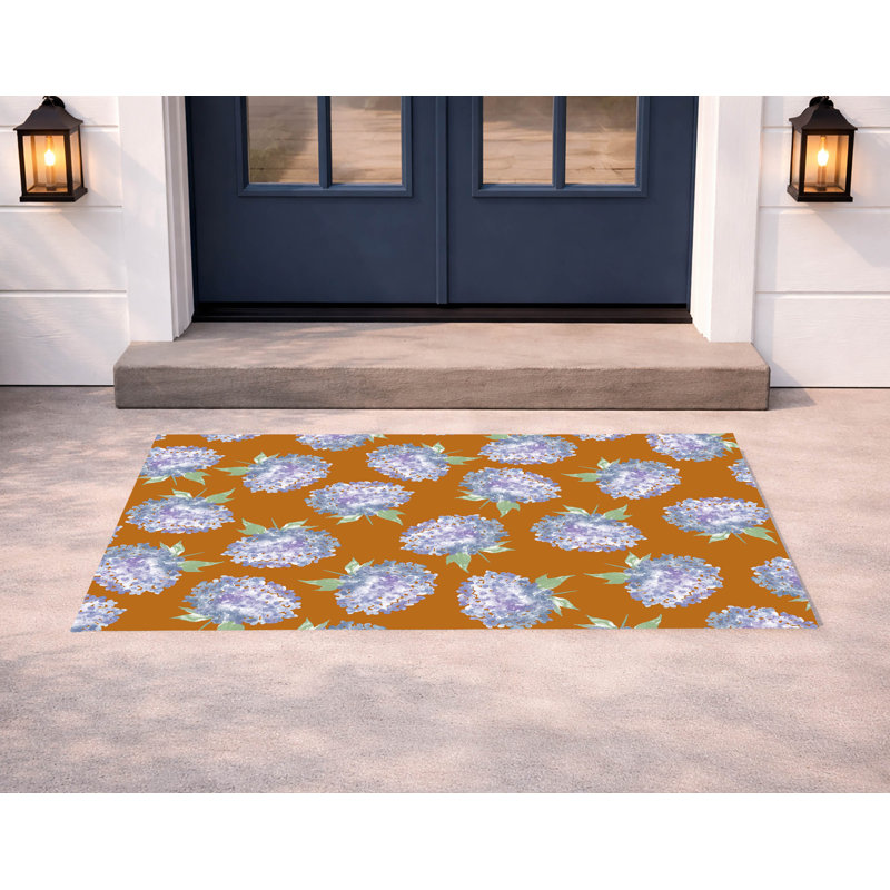 Paillasson Hydrangea Love, 17" W x 24" L, Orange