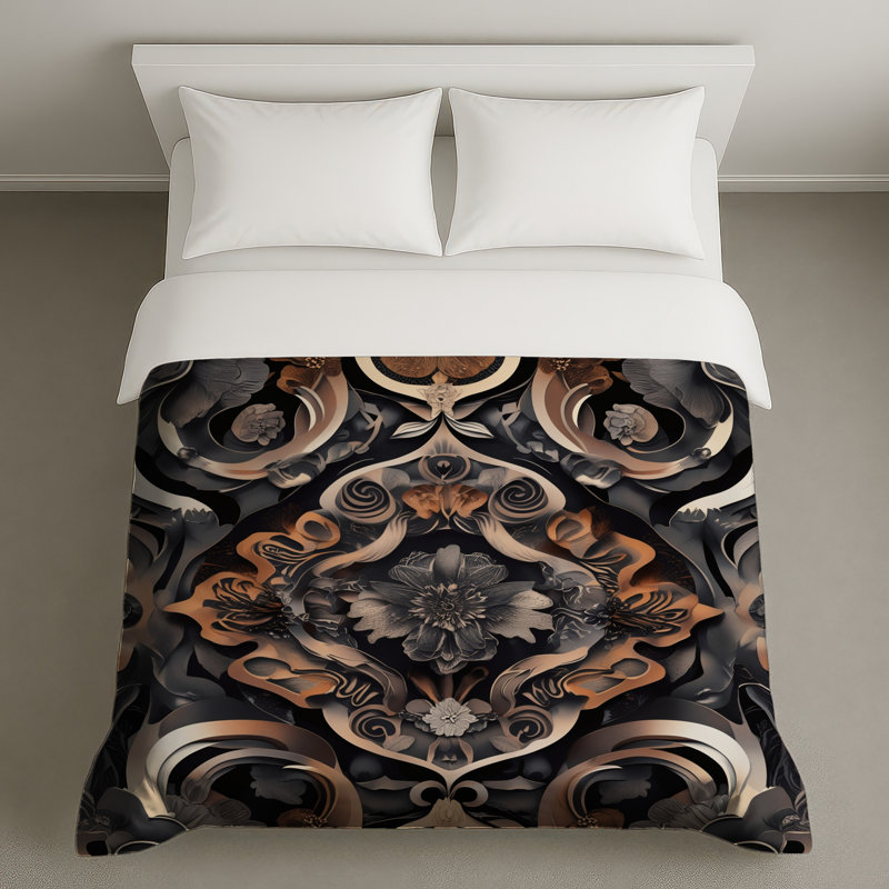 Housses de couette à motif floral orné, Lit simple