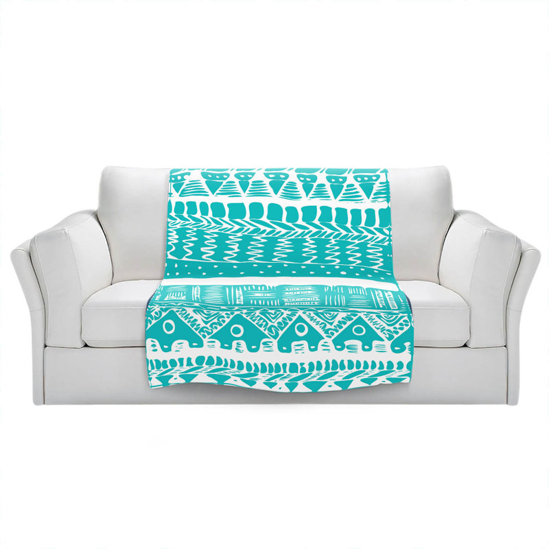 Jeté corail boho , l 68 po x L 80 po, bleu