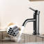 Robinet de lavabo de salle de bain moderne - 1 trou, noir mat, acier inoxydable, aérateur inclus avec support de baignoire simple, apparence moderne et élégante-121645505