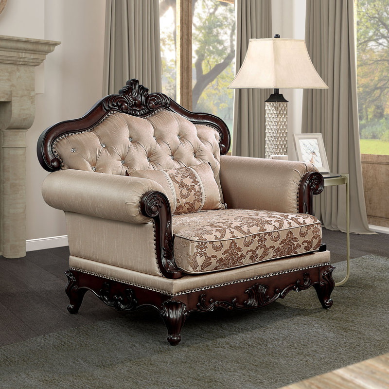 Fauteuil capitonné l 48,5 po Barbato, Polyester brun