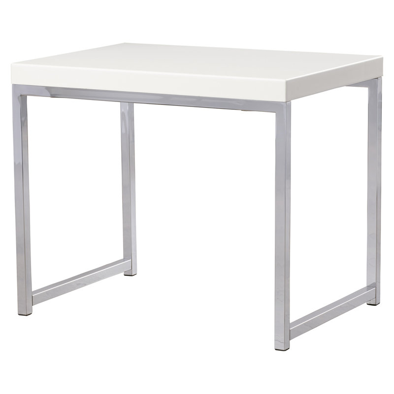 Frome End Table, Chrome/White