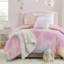 3 Pieces Twin/Twin XL Watercolor Tie Dye Printed Comforter Set with Throw Pillow,Pink