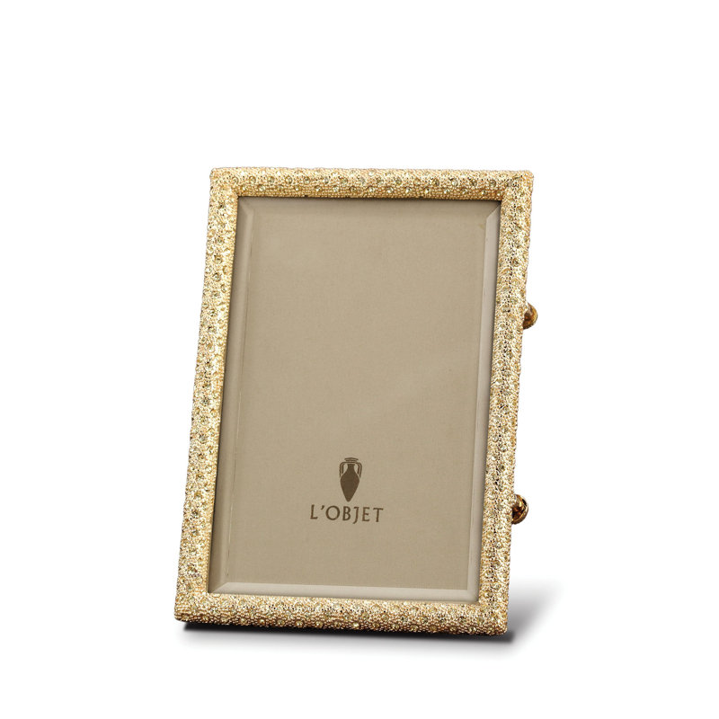 L'objet Rectangular Pave Frame, Gold, 24K Gold Plated/Crystal, 4" W x 6" H