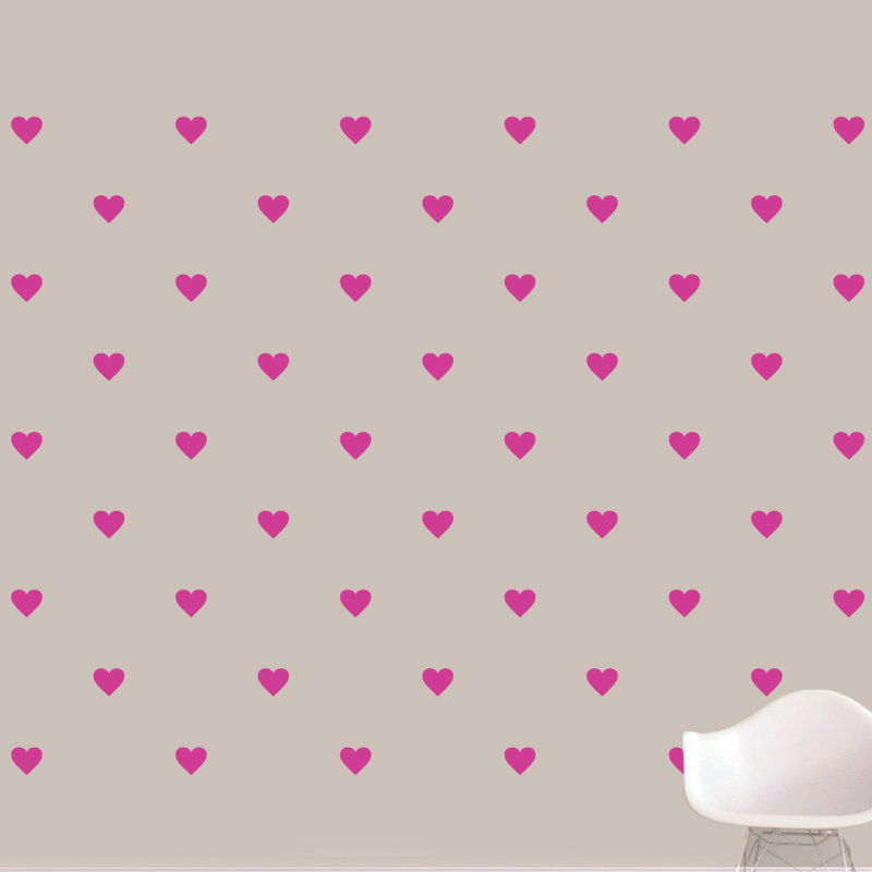 Adhésif décoratif cœurs, Rose vif