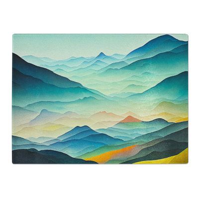 Mountain Landscape Painted No.3  Glass Chopping Board