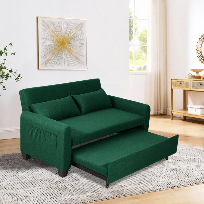 Très grand canapé-lit en tissu 2 en 1 de 61 pouces, Vert