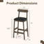 Ensemble de 2 tabourets de bar avec pieds en bois d'hévéa, repose-pieds et dossiers courbés pour la cuisine-128949369