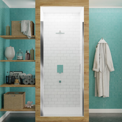 Lancer Series 29.4'' - 29.4'' W x 72'' H Hinged Semi-Frameless Shower Door with Clear Glass