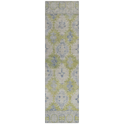 Machine Washable Indoor/Outdoor Xhevrie Aloe Rug
