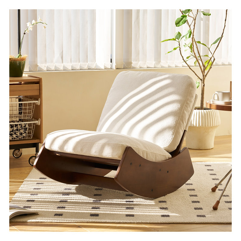 Chaise berçante Glider avec revêtement haut dossier, tissu blanc