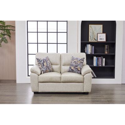 Modern Faux Leather 58.66" Living Room Upholstered Loveseat with Plush Cushions and Pillow-Top Arms