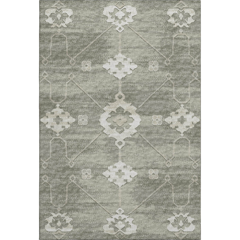 Tapis olive Taquoia AMF122 lavable à la machine de qualité supérieure, Rectangle de 10 pi x 14 pi