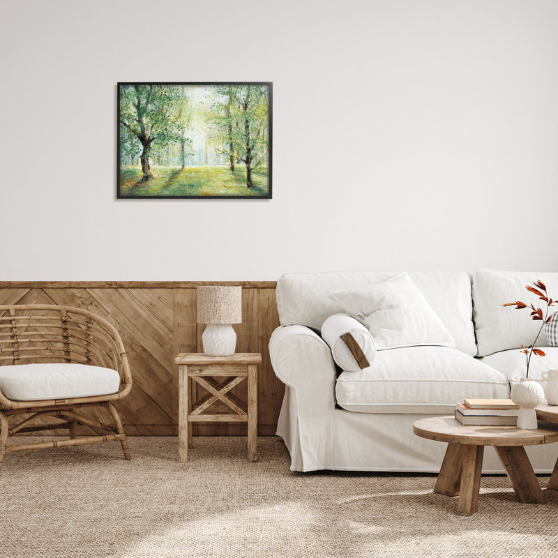 «Grounded Beauty Landscape On Wood» par Lanie Loreth, H 24 po x l 30 po x P 1,5 po, Giclée encadrée noir minuit