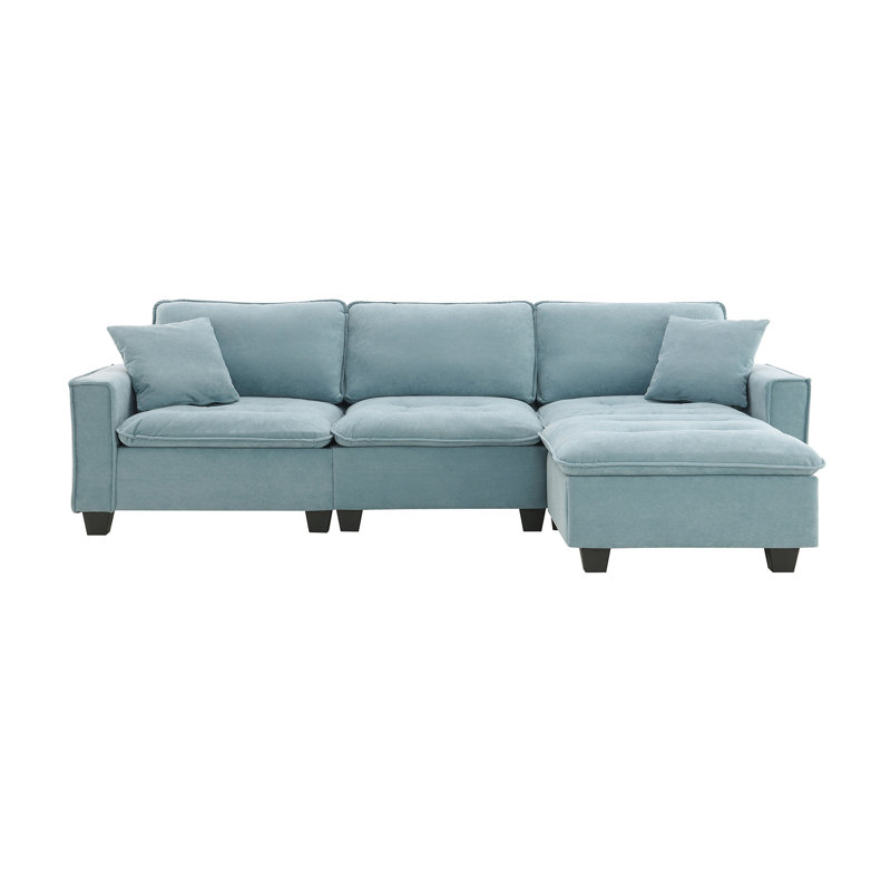 Canapé modulaire convertible Modern, ensemble de canapé réversible en forme de L avec coussins gratuits, canapé-lit en velours 4 places avec repose-pieds en suède pour salon, appartement, bureau, 3 couleurs