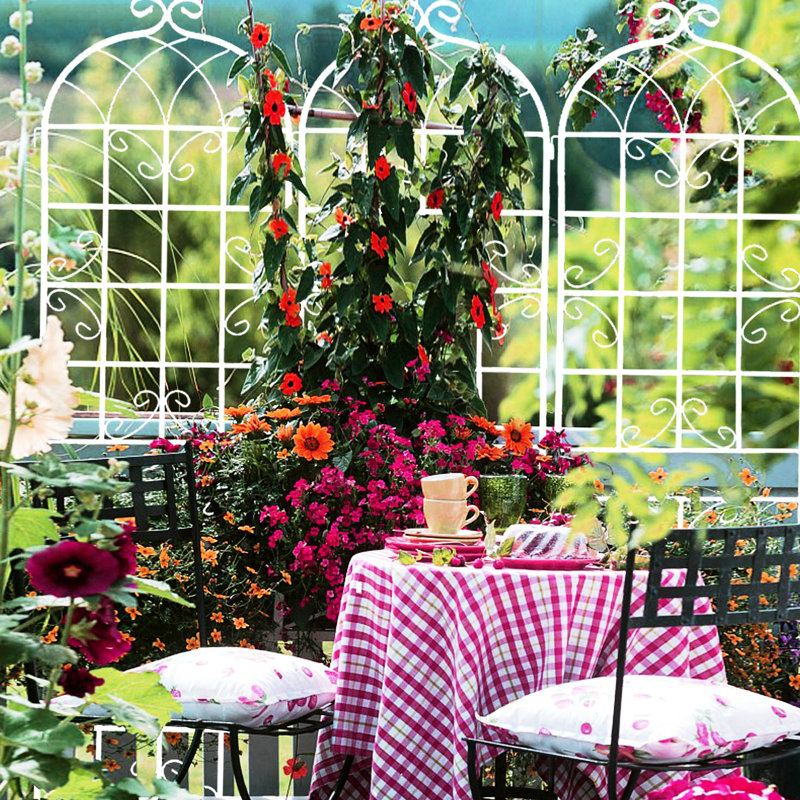 Treillis de jardin en métal 86,7 po x 19,7 po, paquet de 2, rouille blanc crème, pour plantes grimpantes, raisin, haricots, lierre à installation simple, pois