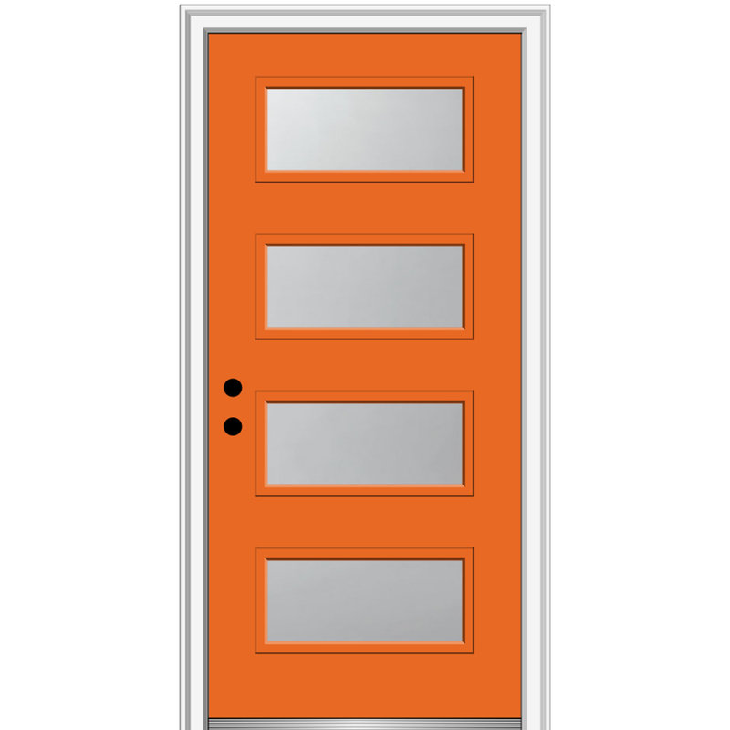 Porte d'entrée pré-suspendue en acier Spotlight, S'ouvre à droite vers l'intérieur, H 80 po x l 36 po x P 1,75po, Noir