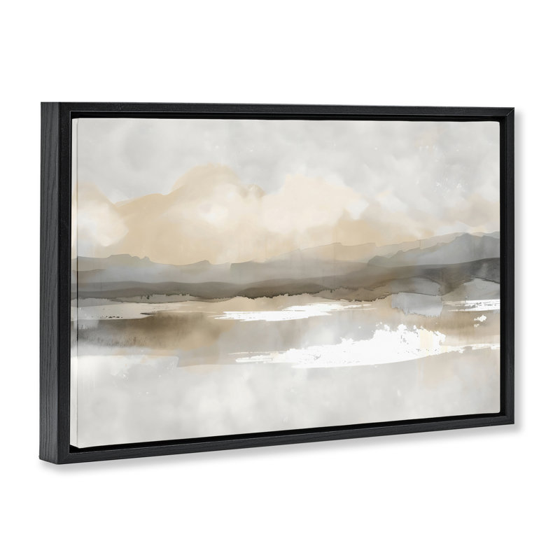 Cadre flottant Subtle Watercolor Mountains, conception par Creative Studio, Cadre flottant noir de jais, H 21 po x l 31 po