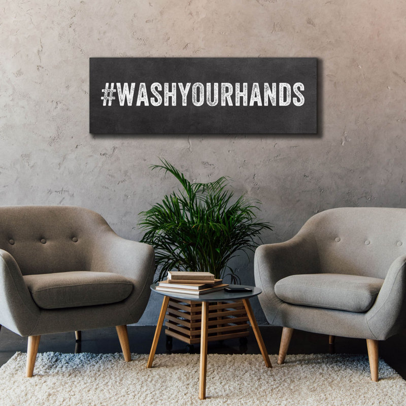 «Wash Your Hands» par Linda Woods, art mural sur toile, H 20 po x l 60 po