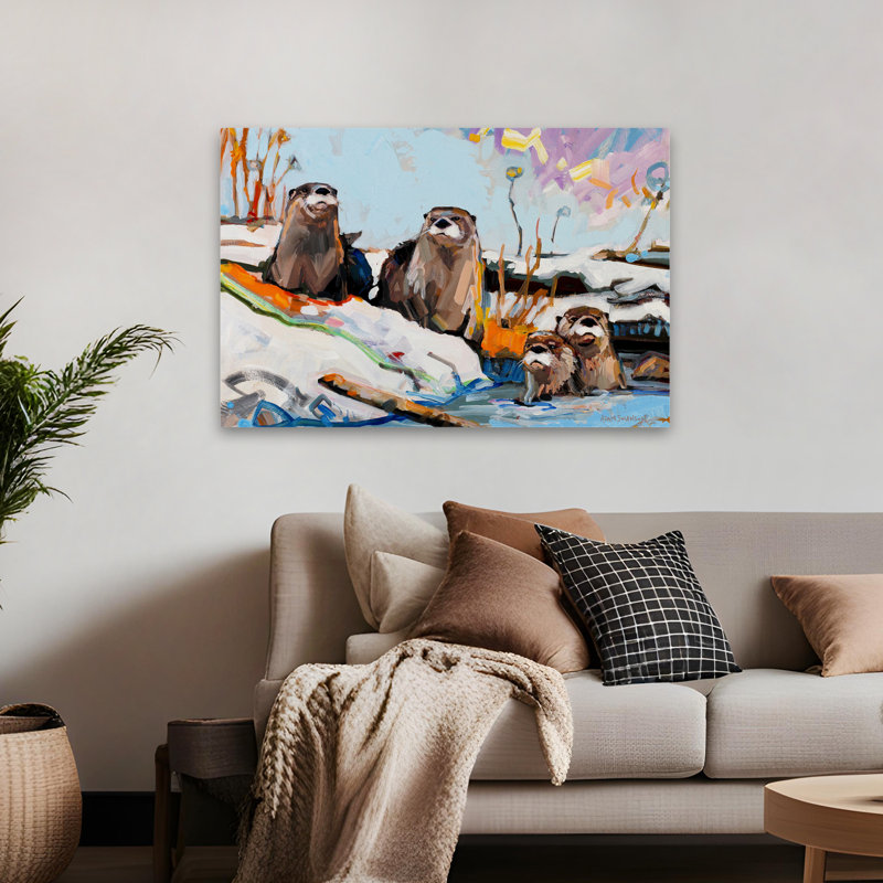 Feux d'artifice - animaux contemporains, faune, rivières, ruisseaux, art de neige, H 32 po x l 48 po