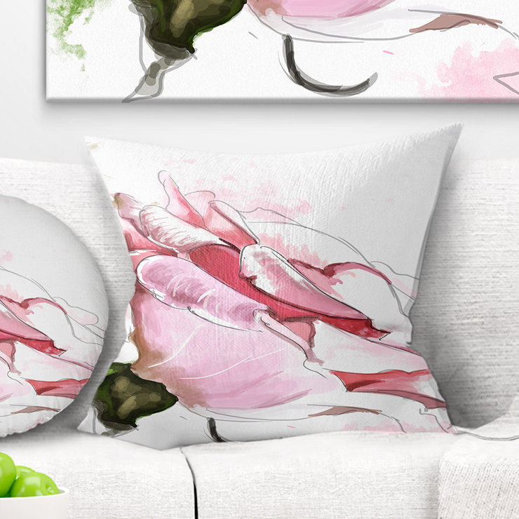 Coussin Rose, 18 po x 18 po, Carré