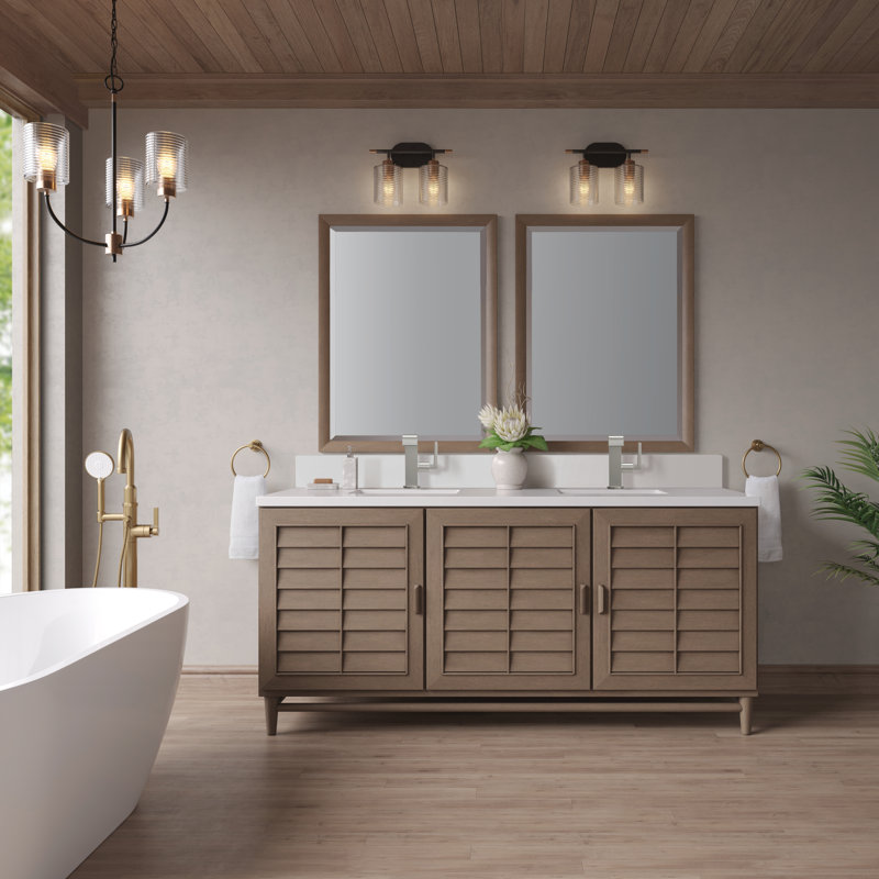 Broeder 72'' Double Bathroom Vanity with Top, White Zeus, Single Hole