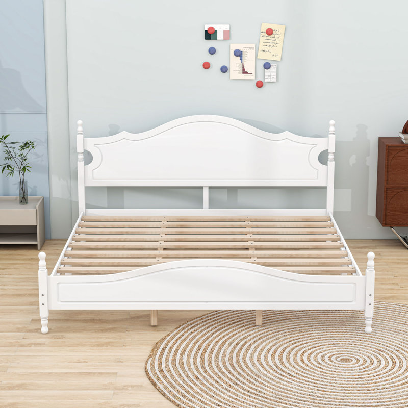 Lit plateforme en bois avec tête de lit, Blanc