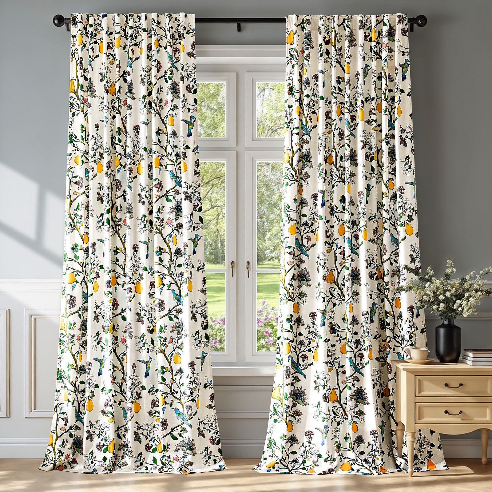 Lark Manor™ Luxury Velvet Vintage Floral Curtains, charming and natural ...