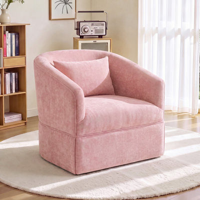 360-Degree Swivel Upholstered Armchair with Accent Pillow