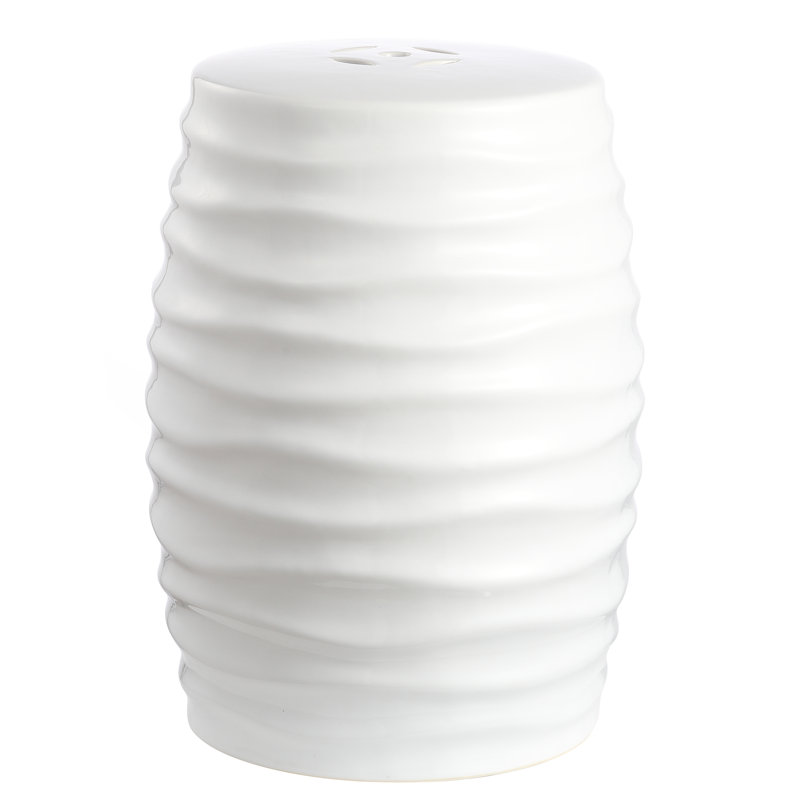 Studebaker Ceramic Accent Stool, White