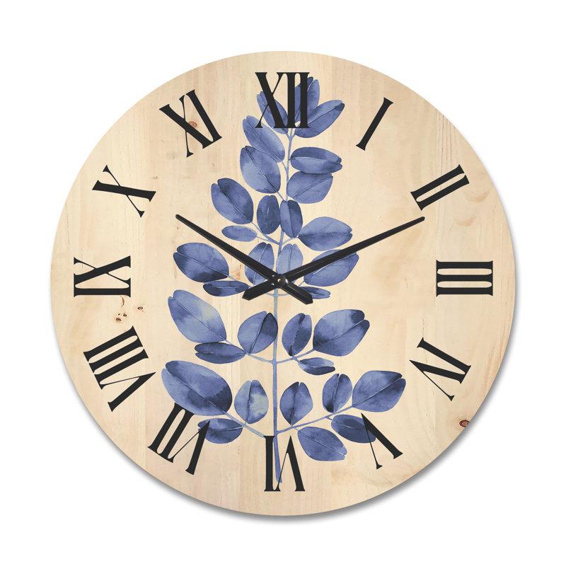 Horloge murale traditionnelle en bois bleu marine Eucalyptus II, Très grand