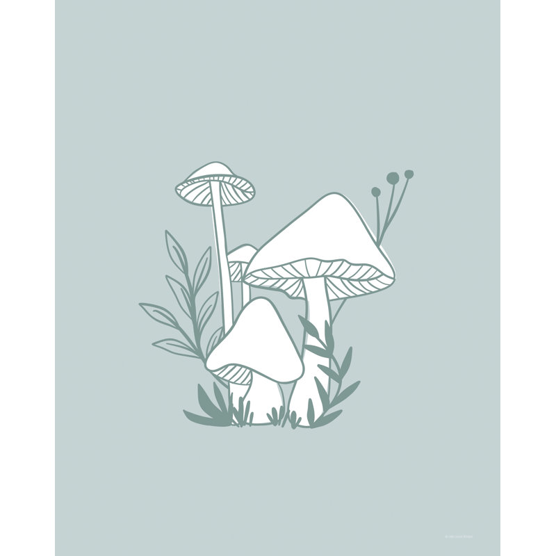 «Escoba Blue Champignons sur toile» par Lady Louise Designs, H 12 po x l 8 po