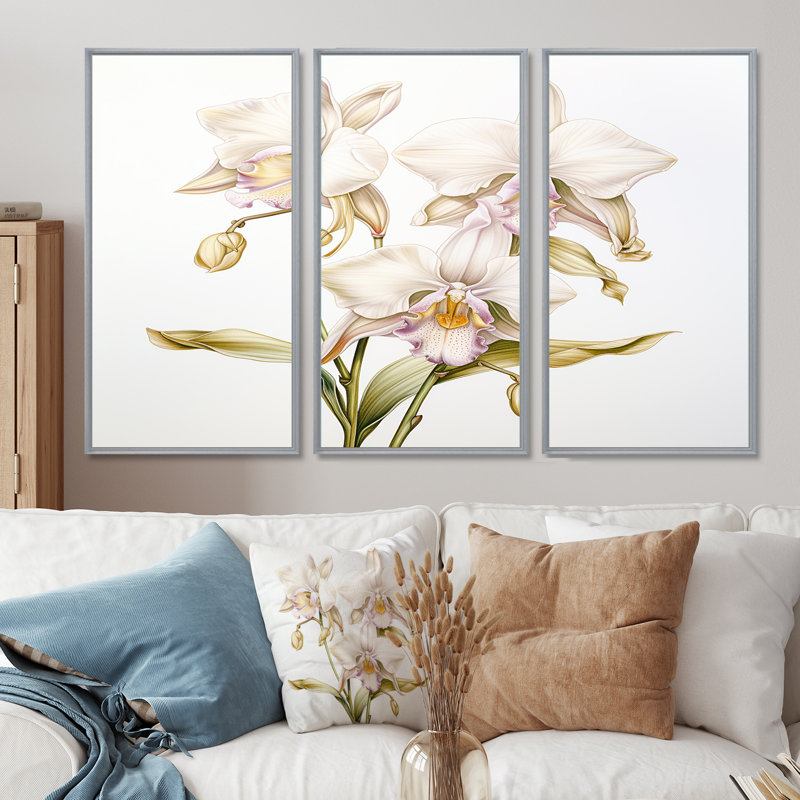 Ostrander - ensemble d'art mural orchidée, Argent argent, H 32 po x l 48 po